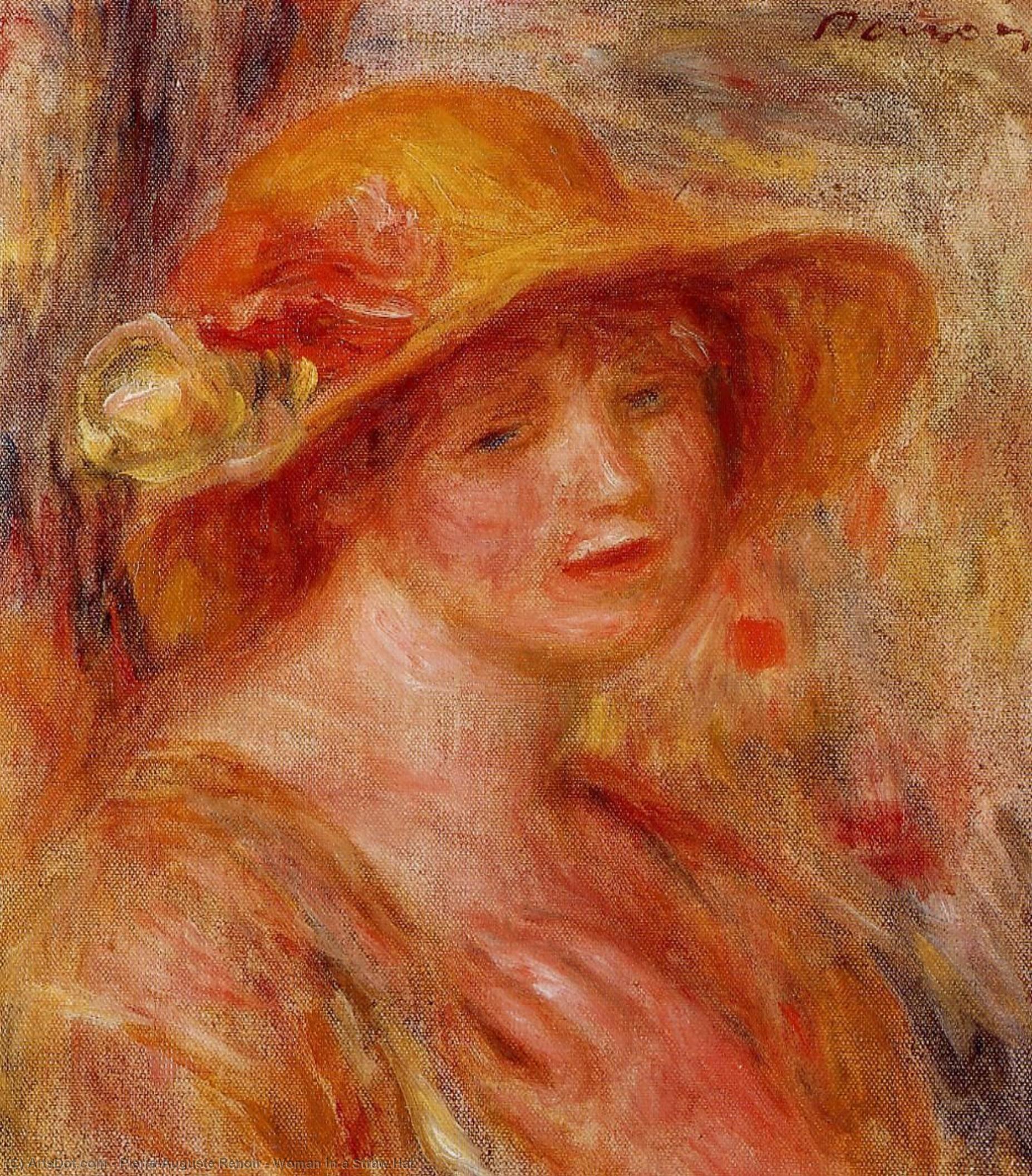 WikiOO.org – 美術百科全書 - 繪畫，作品 Pierre-Auguste Renoir - 妇女在草帽