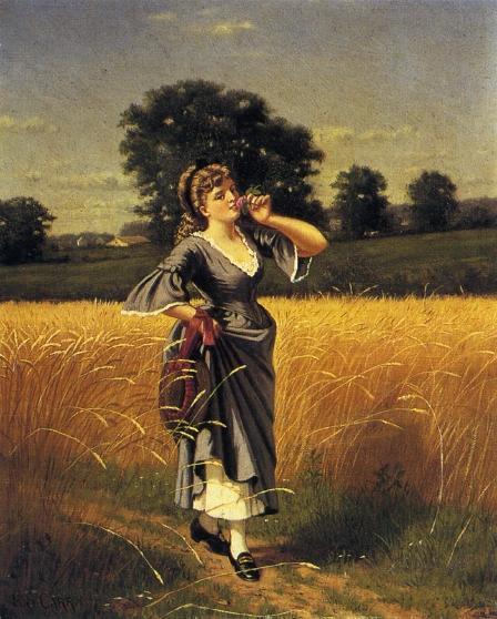Wikioo.org - The Encyclopedia of Fine Arts - Painting, Artwork by Samuel S Carr - Woman in a Wheatfield