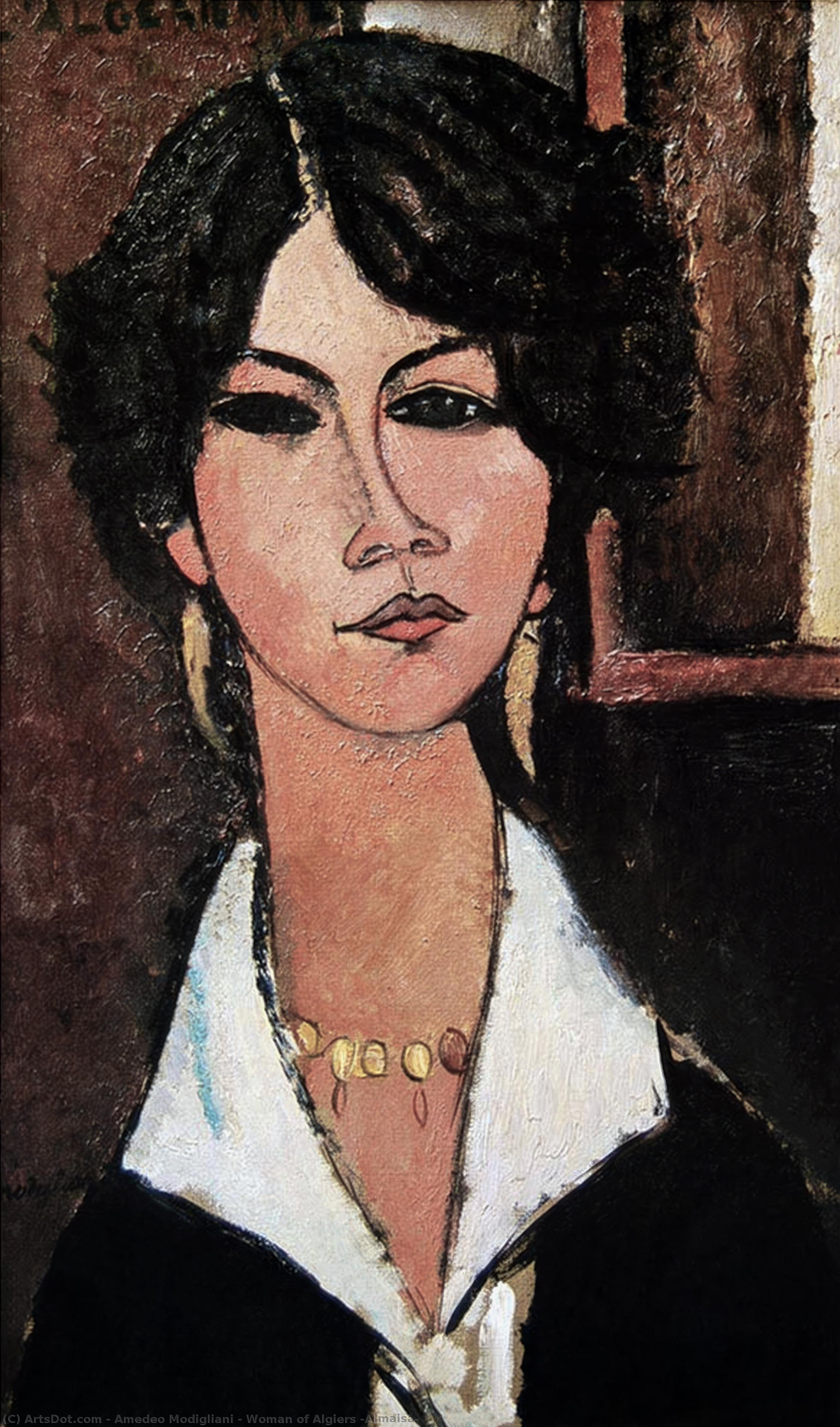 Wikioo.org - Bách khoa toàn thư về mỹ thuật - Vẽ tranh, Tác phẩm nghệ thuật Amedeo Modigliani - Woman of Algiers (also known as Almaisa)