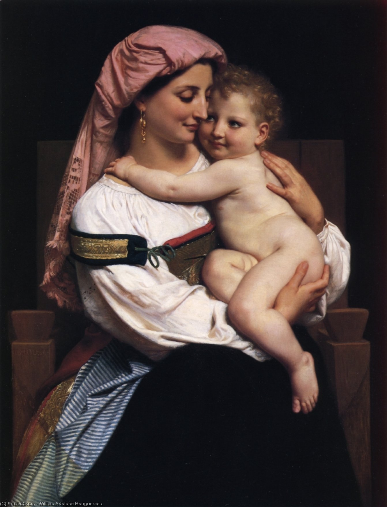 Wikioo.org - The Encyclopedia of Fine Arts - Painting, Artwork by William Adolphe Bouguereau - Woman of Cervara and Her Child