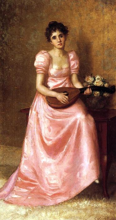 WikiOO.org - Enciclopedia of Fine Arts - Pictura, lucrări de artă De Scott Evans - Woman Playing a Mandoliln