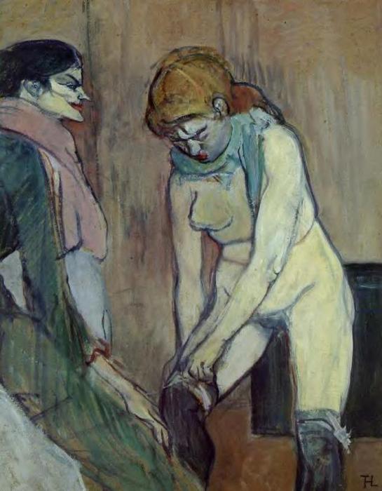 Wikioo.org – L'Enciclopedia delle Belle Arti - Pittura, Opere di Henri De Toulouse Lautrec - donna tirando in su  lei  calze
