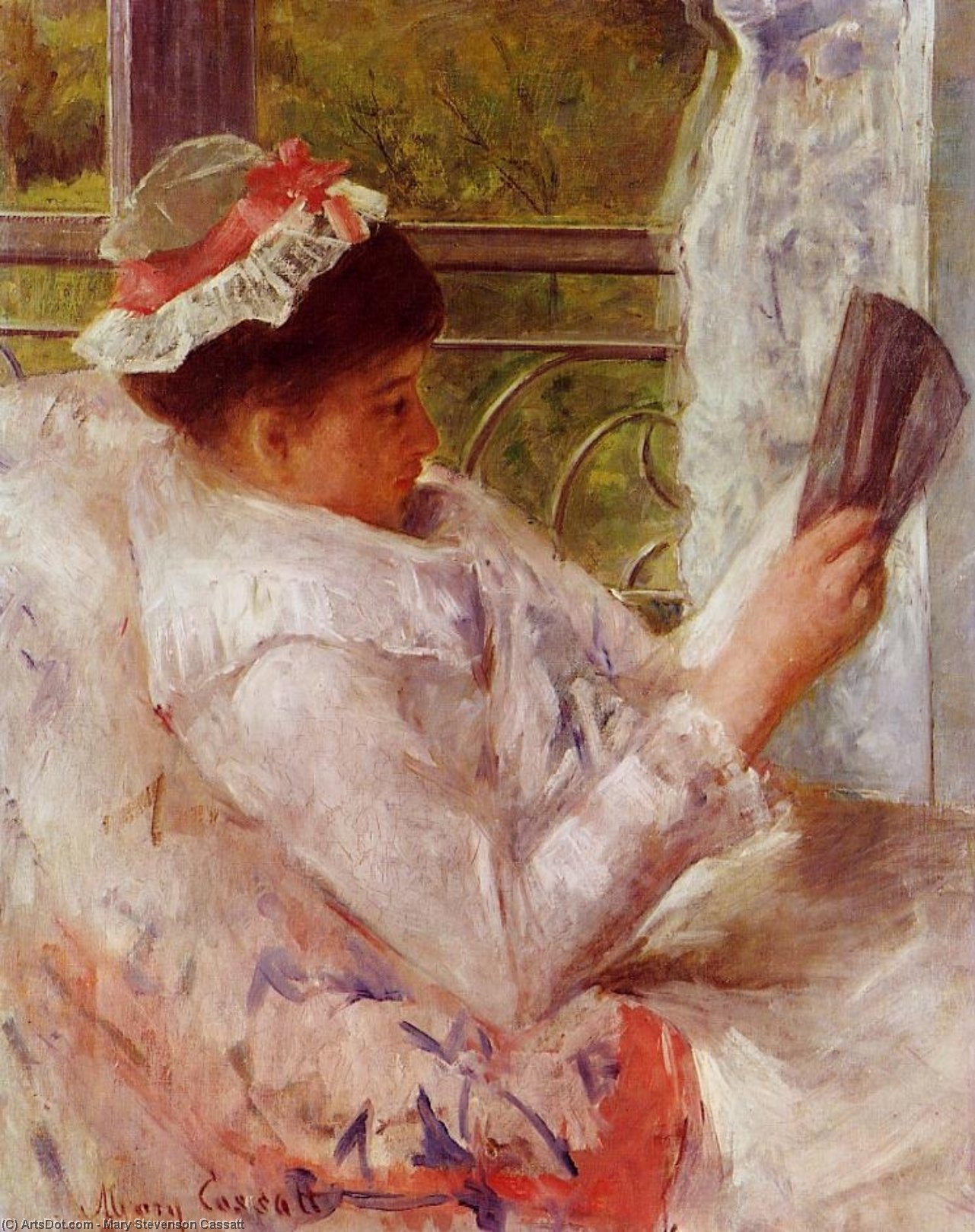 Wikioo.org - The Encyclopedia of Fine Arts - Painting, Artwork by Mary Stevenson Cassatt - Woman Reading (also known as Lydia Cassatt)