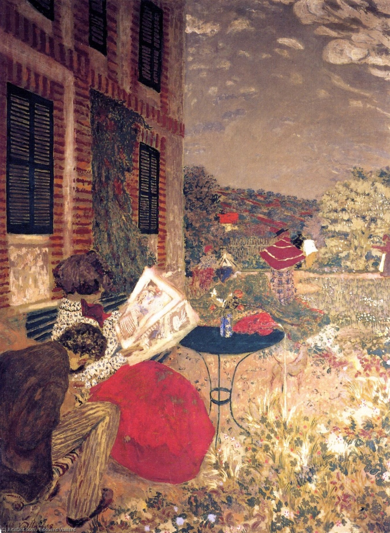 WikiOO.org - Encyclopedia of Fine Arts - Lukisan, Artwork Jean Edouard Vuillard - Woman Reading on a Bench