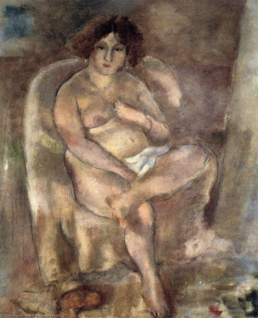 Wikioo.org – L'Enciclopedia delle Belle Arti - Pittura, Opere di Julius Mordecai Pincas - donna seduti come  un  poltrona