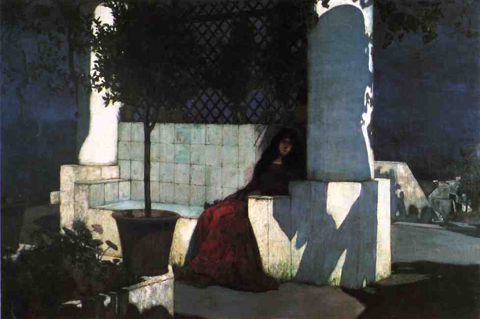 WikiOO.org - Enciclopédia das Belas Artes - Pintura, Arte por Charles Caryl Coleman - Woman Sitting in the Moonlight