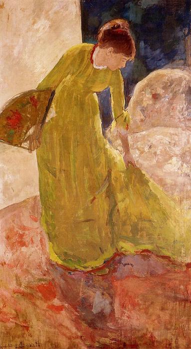 Wikioo.org - The Encyclopedia of Fine Arts - Painting, Artwork by Mary Stevenson Cassatt - Woman Standing, Holding a Fan