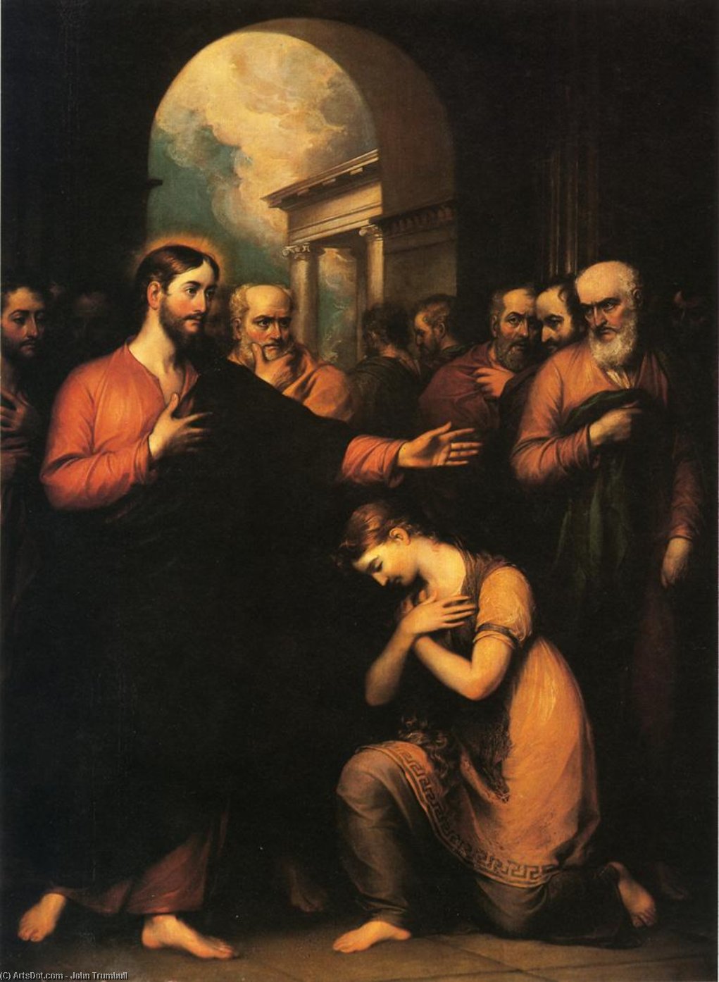 WikiOO.org - Encyclopedia of Fine Arts - Maalaus, taideteos John Trumbull - The Woman Taken in Adultery