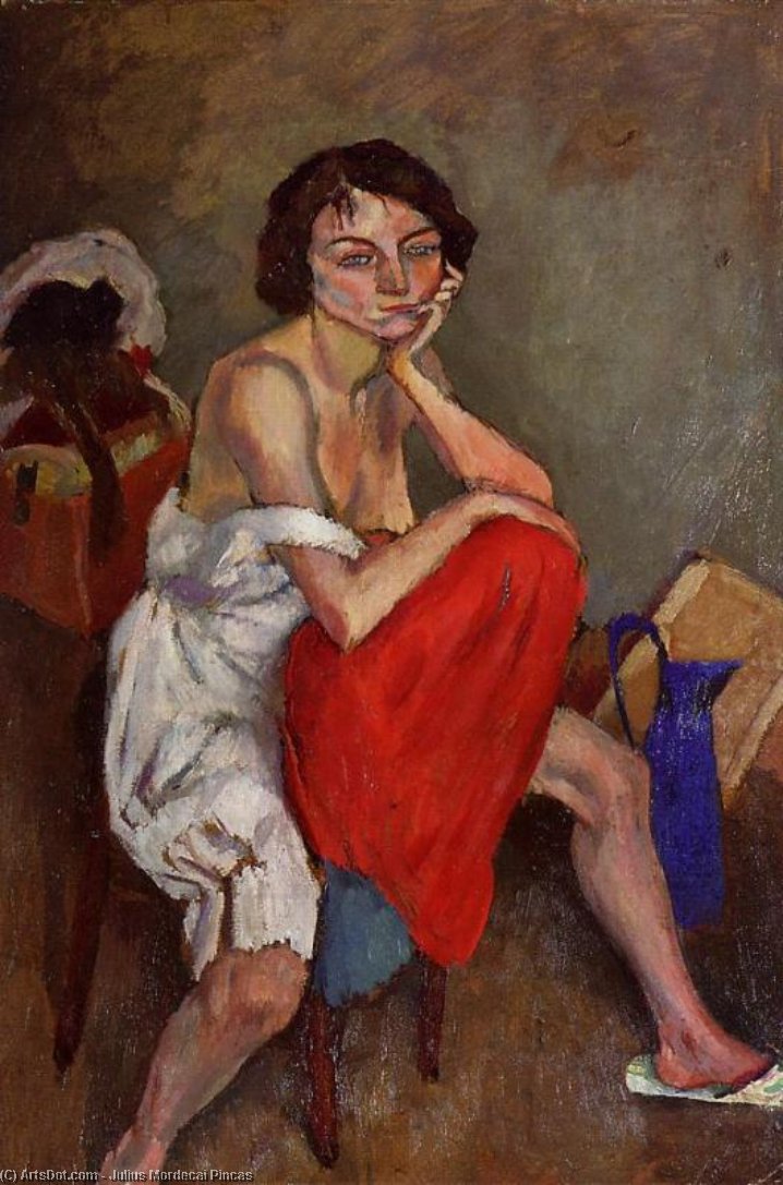 Wikioo.org - สารานุกรมวิจิตรศิลป์ - จิตรกรรม Julius Mordecai Pincas - Woman Wearing White Pantaloons