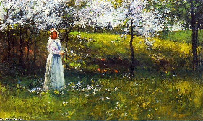 WikiOO.org - Encyclopedia of Fine Arts - Malba, Artwork Paul Cornoyer - Woman with Apple Blossoms