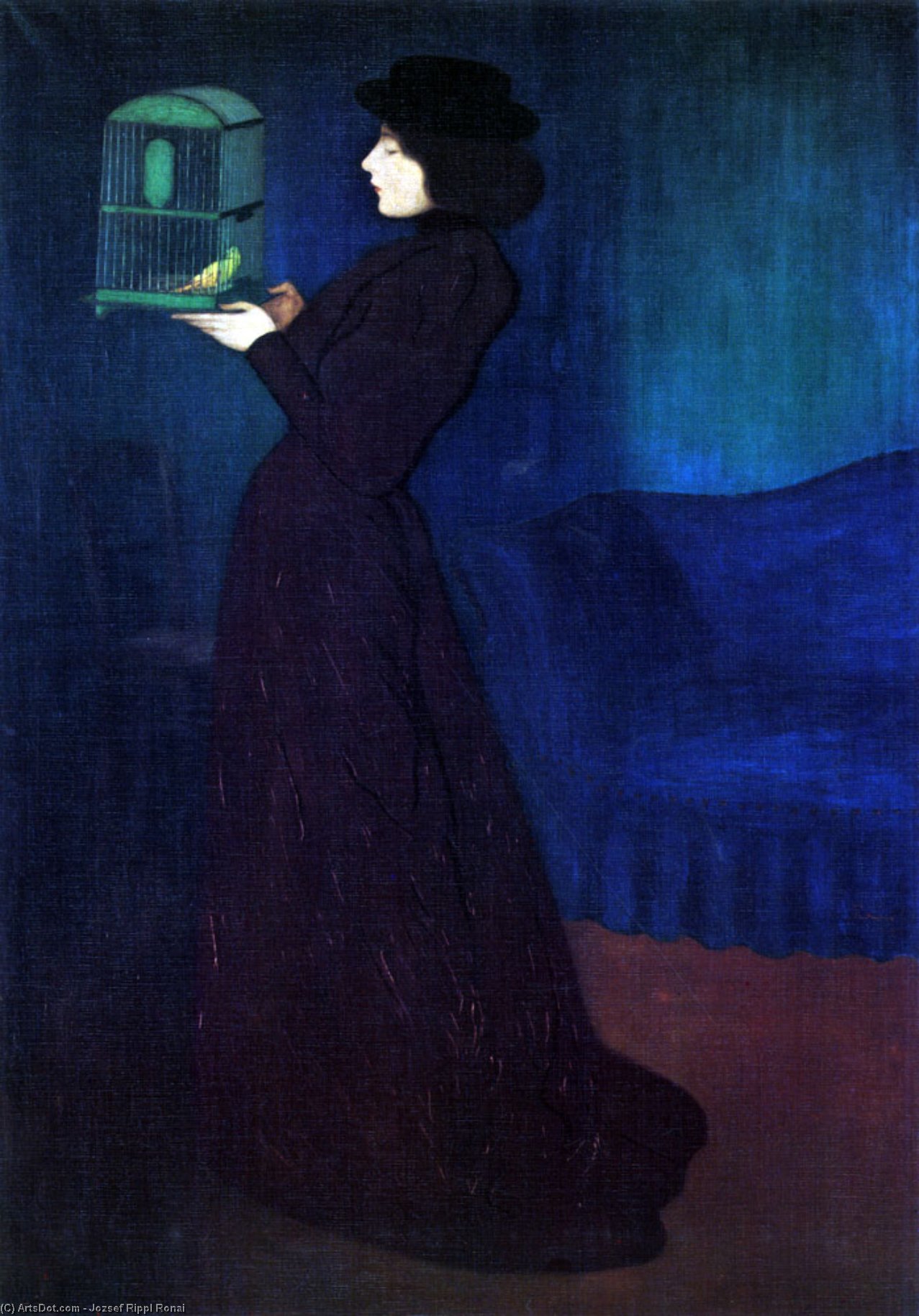 Wikioo.org - The Encyclopedia of Fine Arts - Painting, Artwork by Jozsef Rippl Ronai - Woman with a Bird Cage