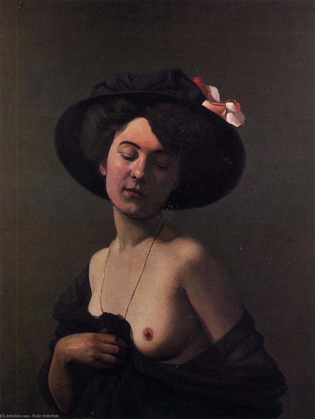 Wikioo.org - The Encyclopedia of Fine Arts - Painting, Artwork by Felix Vallotton - Woman with a Black Hat