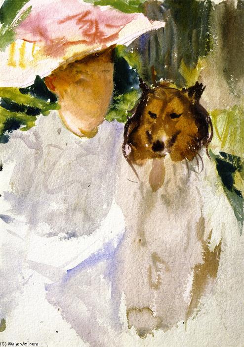 Wikioo.org - The Encyclopedia of Fine Arts - Painting, Artwork by John Singer Sargent - Woman with Collie