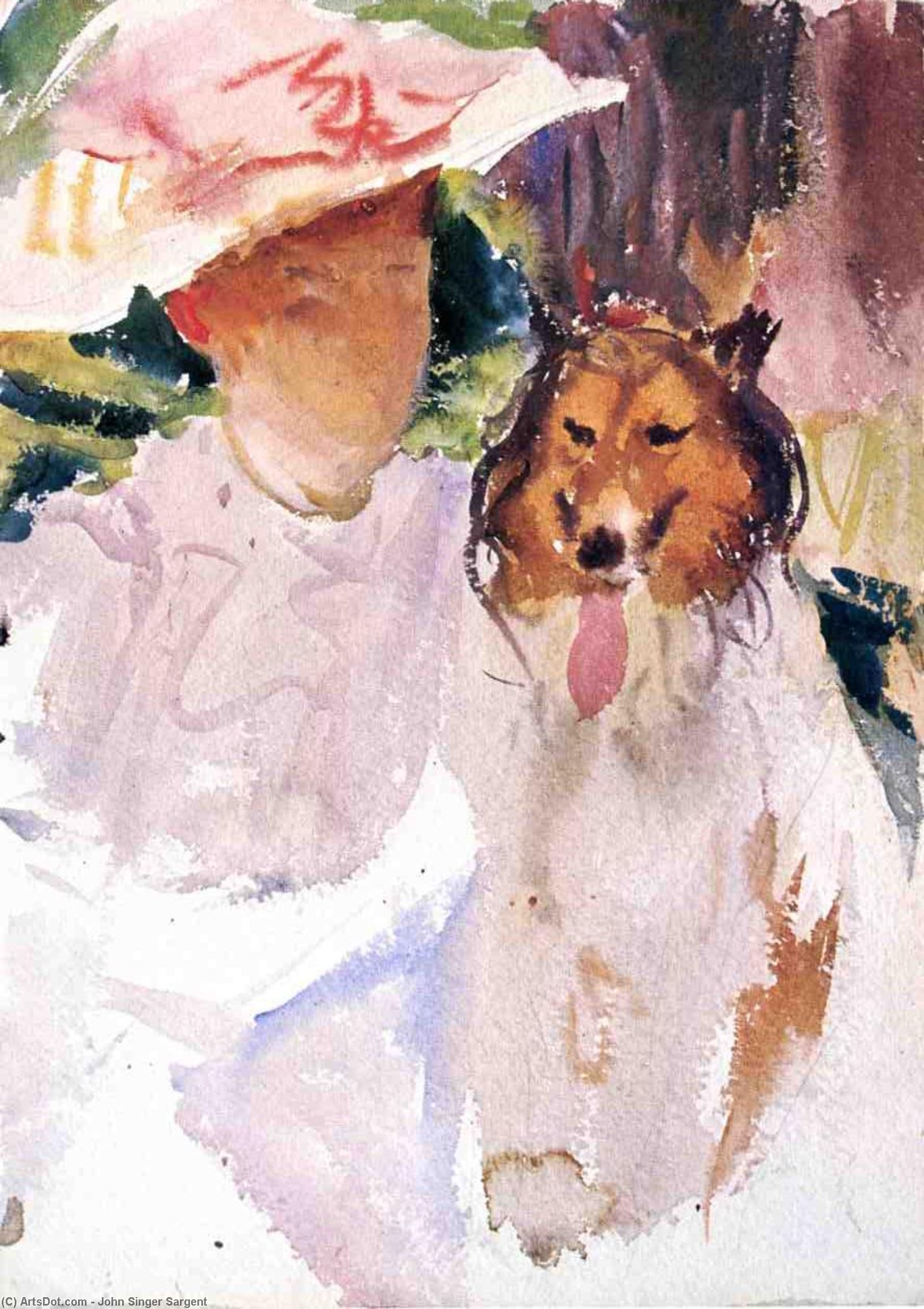 WikiOO.org - Enciclopedia of Fine Arts - Pictura, lucrări de artă John Singer Sargent - Woman with Collie