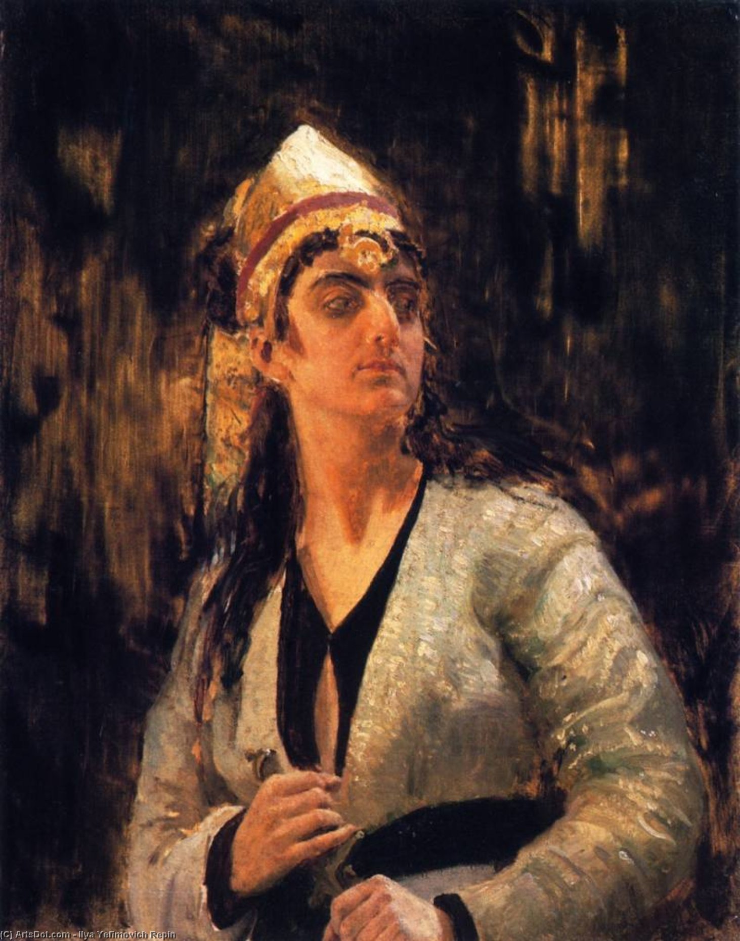 WikiOO.org - دایره المعارف هنرهای زیبا - نقاشی، آثار هنری Ilya Yefimovich Repin - Woman with a Dagger