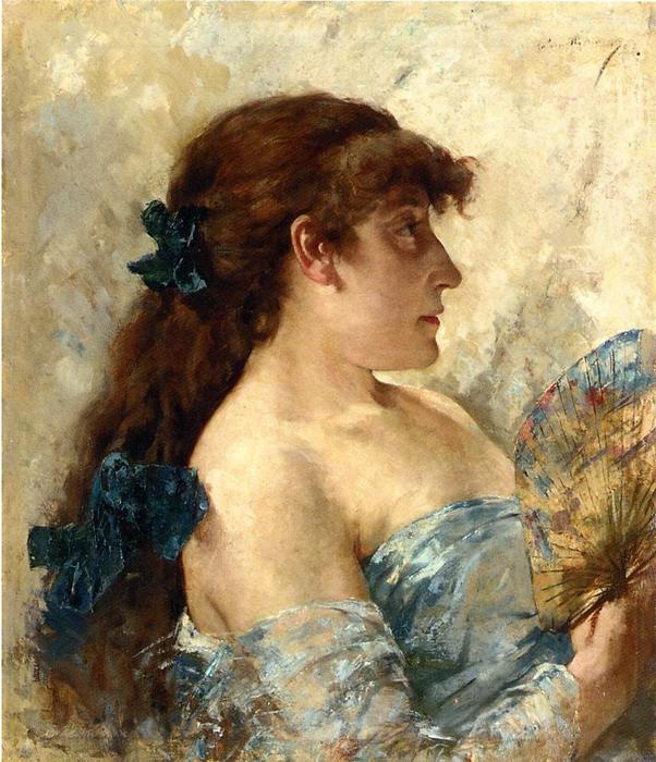 WikiOO.org - Encyclopedia of Fine Arts - Maleri, Artwork Theo Van Rysselberghe - Woman with a Fan