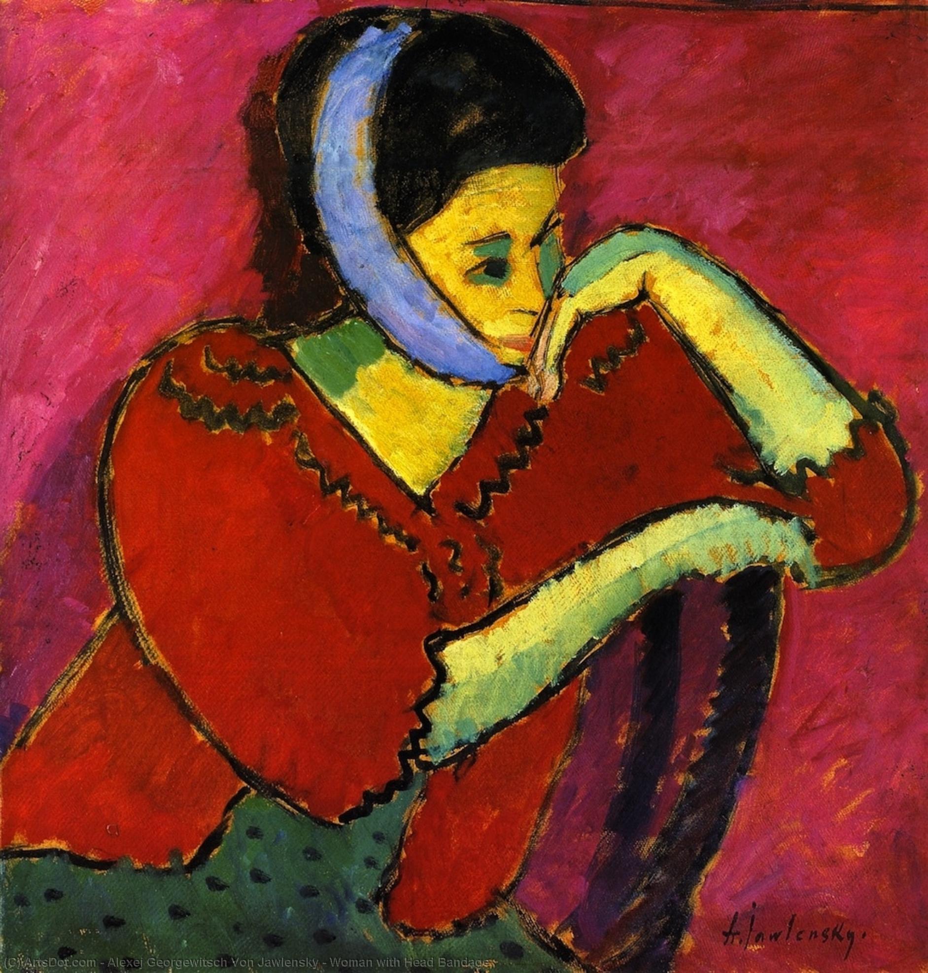 Wikioo.org - The Encyclopedia of Fine Arts - Painting, Artwork by Alexej Georgewitsch Von Jawlensky - Woman with Head Bandage