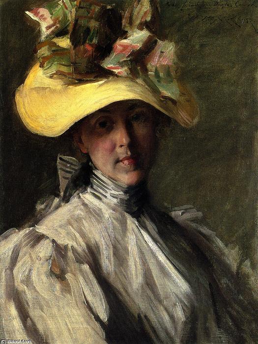 Wikioo.org - The Encyclopedia of Fine Arts - Painting, Artwork by William Merritt Chase - Woman with a Large Hat