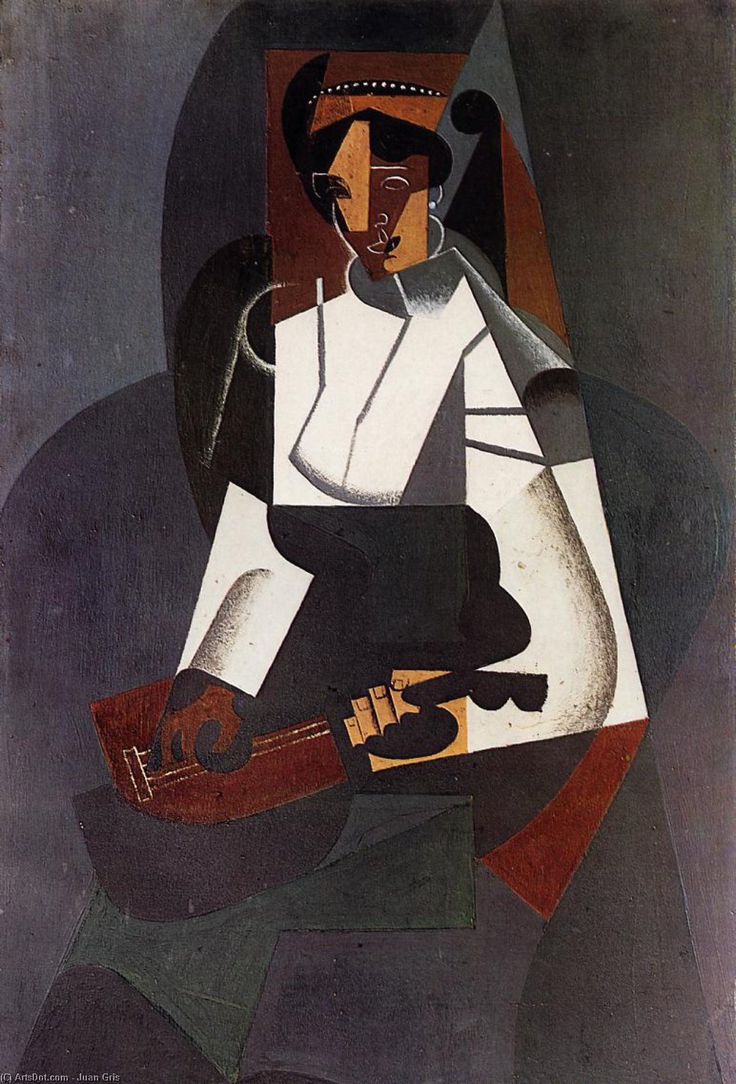 Wikioo.org – L'Encyclopédie des Beaux Arts - Peinture, Oeuvre de Juan Gris - femme a mandoline derrière  de Corot