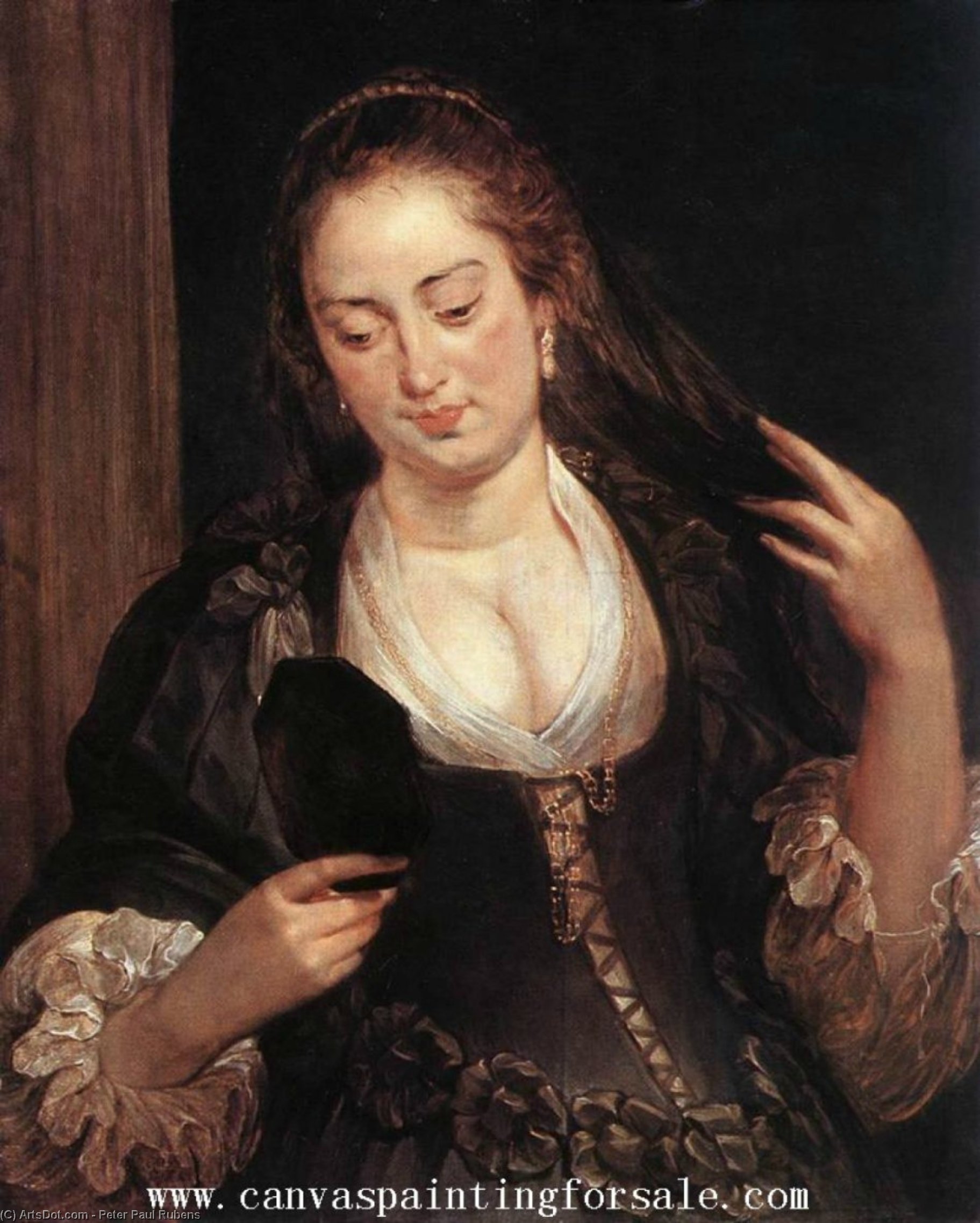 WikiOO.org - Εγκυκλοπαίδεια Καλών Τεχνών - Ζωγραφική, έργα τέχνης Peter Paul Rubens - Woman with a Mirror