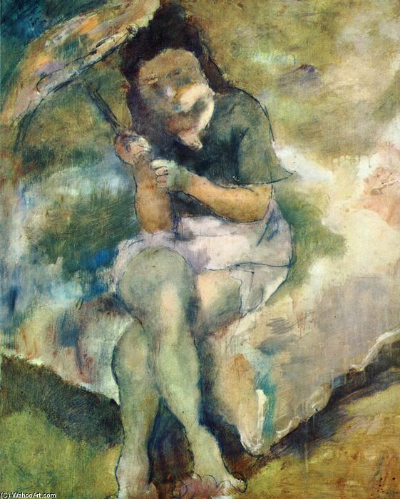WikiOO.org - Encyclopedia of Fine Arts - Maalaus, taideteos Julius Mordecai Pincas - Woman with a Parasol