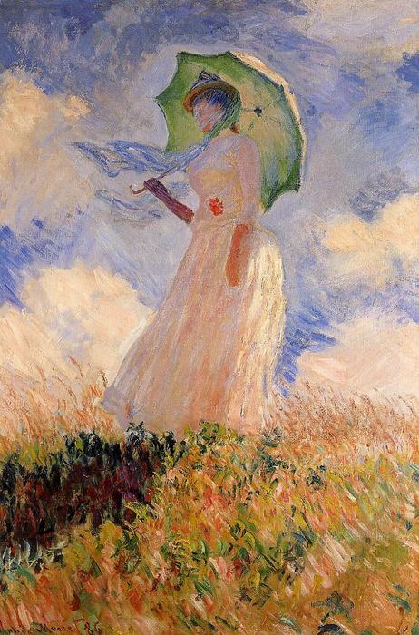 Wikioo.org - The Encyclopedia of Fine Arts - Painting, Artwork by Claude Monet - Woman with a Parasol (also known as Study of a Figure Outdoors (Facing Left))
