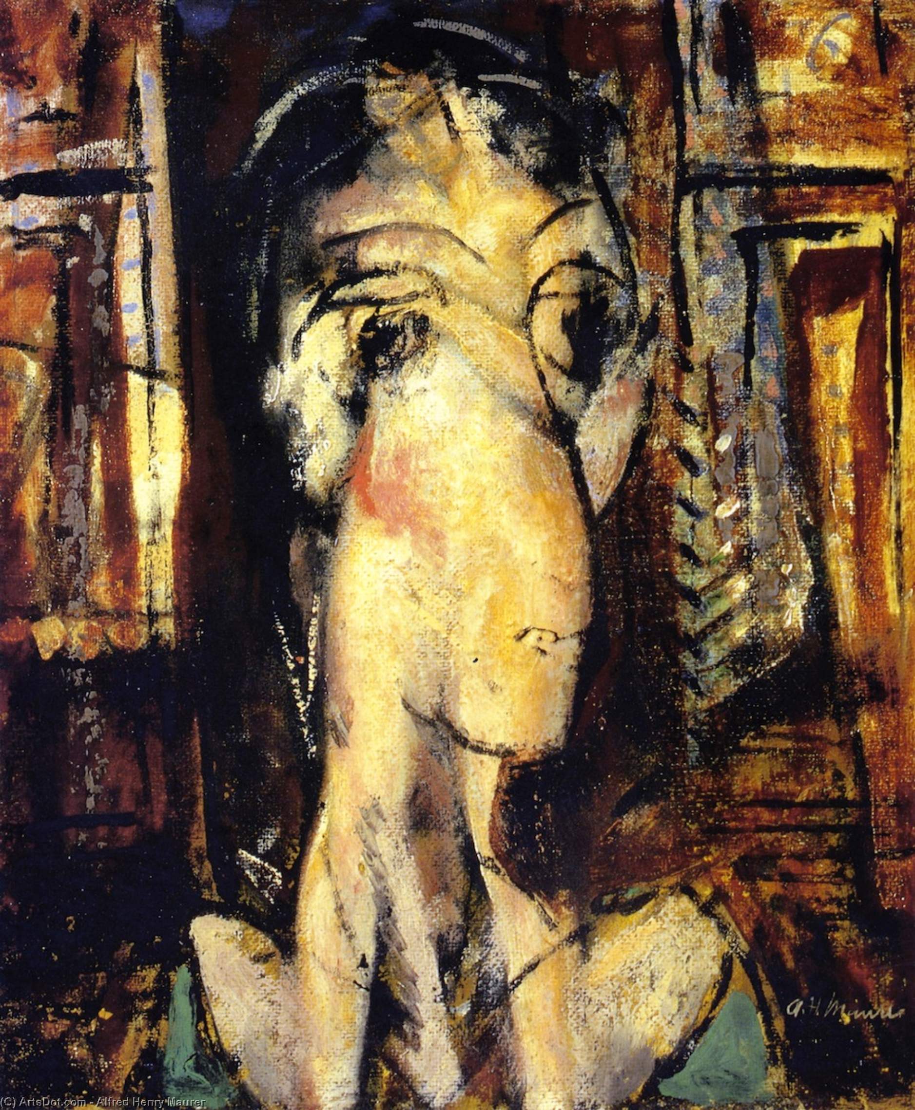 WikiOO.org - Enciclopedia of Fine Arts - Pictura, lucrări de artă Alfred Henry Maurer - Woman with Raised Shoulders
