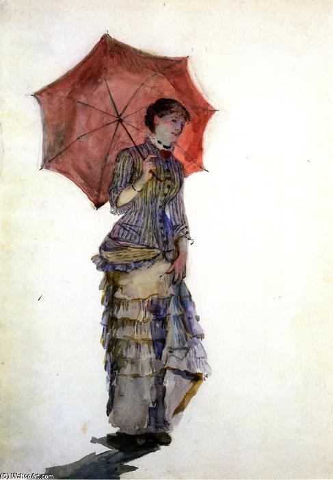 WikiOO.org - Encyclopedia of Fine Arts - Maleri, Artwork Marie Bracqemond - Woman with Umbrella