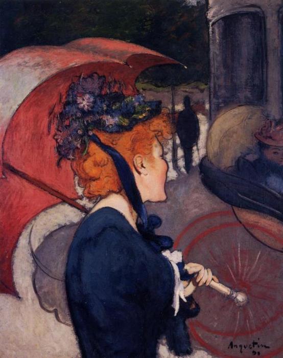 Wikioo.org - The Encyclopedia of Fine Arts - Painting, Artwork by Louis Anquetin - Woman with Umbrella