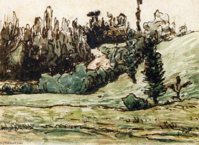 Wikioo.org - สารานุกรมวิจิตรศิลป์ - จิตรกรรม Jean-François Millet - Wooded Hillside near Vichy