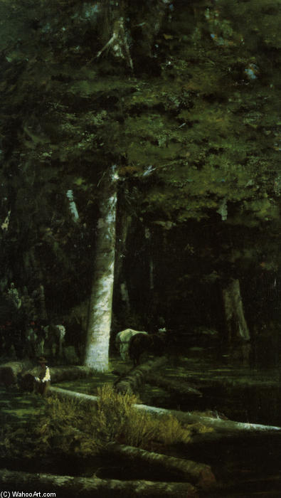 Wikioo.org – L'Encyclopédie des Beaux Arts - Peinture, Oeuvre de Giuseppe De Nittis - bois Abattage  dans  une  forêt