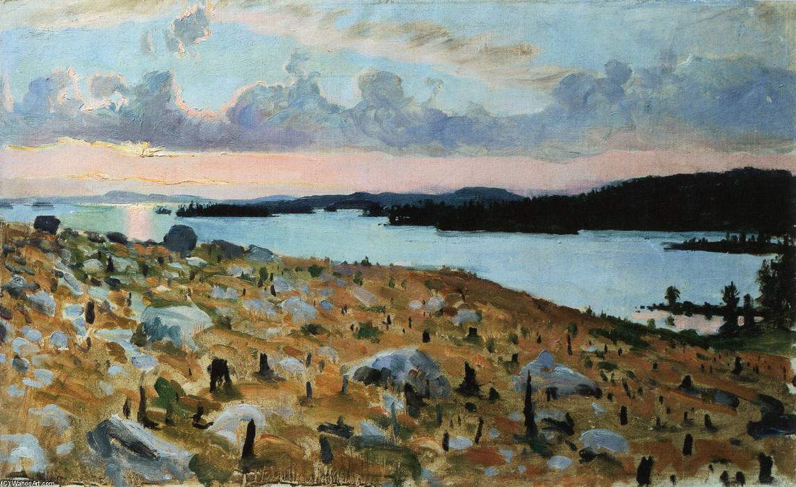 WikiOO.org - Εγκυκλοπαίδεια Καλών Τεχνών - Ζωγραφική, έργα τέχνης Akseli Gallen Kallela - Woodland Clearing on the Shores of Lake Kallavesi