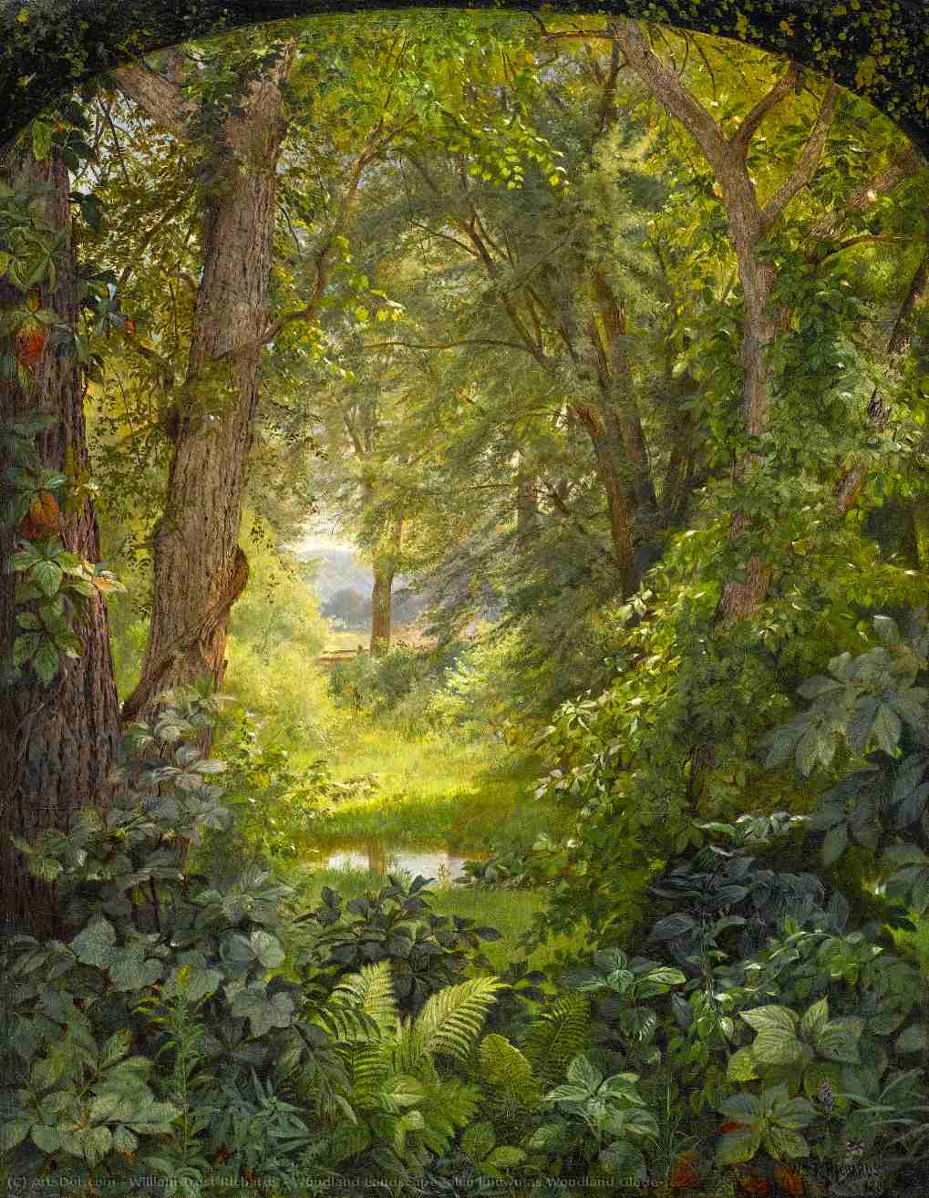 Wikioo.org - The Encyclopedia of Fine Arts - Painting, Artwork by William Trost Richards - Woodland Landscape (also known as Woodland Glade)