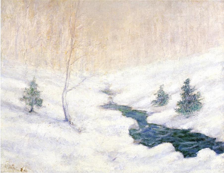 Wikioo.org – L'Encyclopédie des Beaux Arts - Peinture, Oeuvre de John Henry Twachtman - Flux Woodland dans  une  Hivernal  Paysage