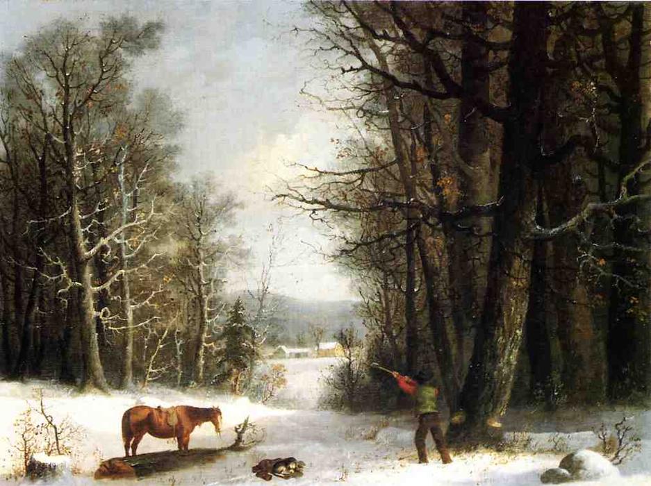 WikiOO.org - Encyclopedia of Fine Arts - Malba, Artwork George Henry Durrie - Woodsman in Winter
