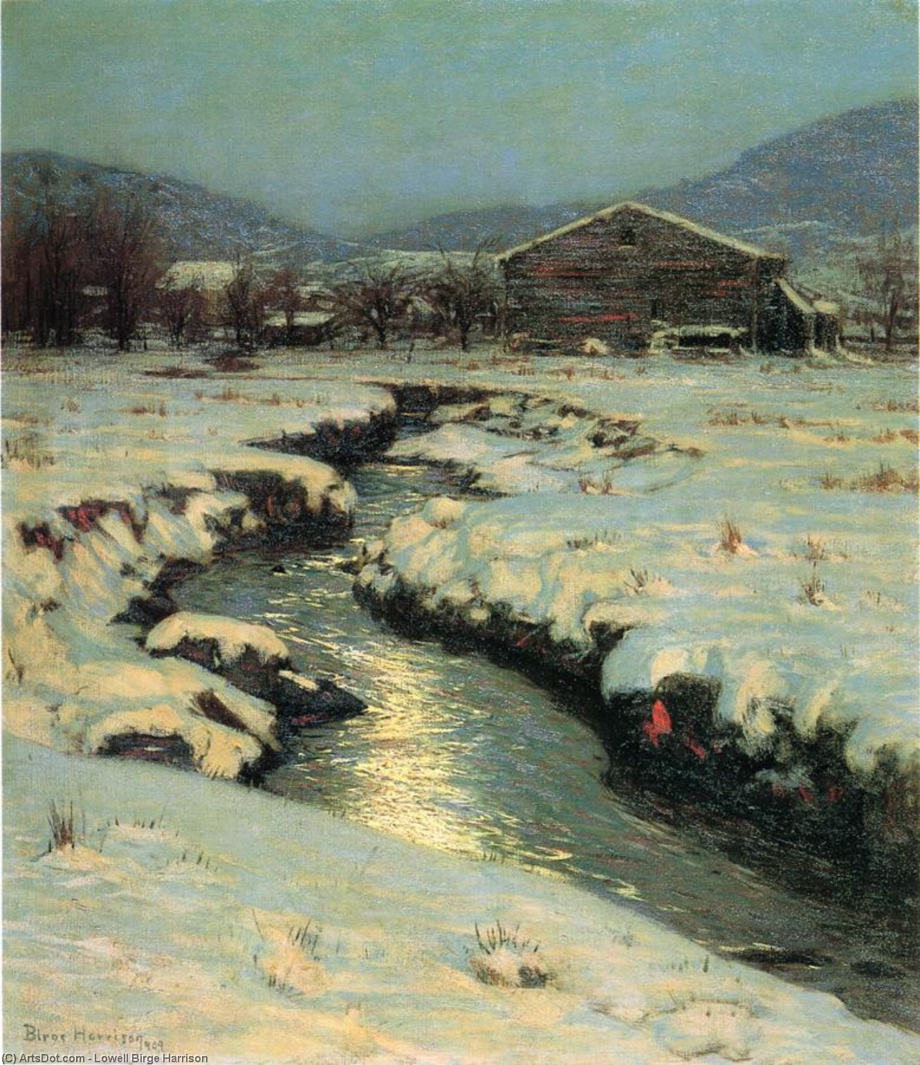 Wikioo.org - The Encyclopedia of Fine Arts - Painting, Artwork by Lowell Birge Harrison - Woodstock Meadows in Winter