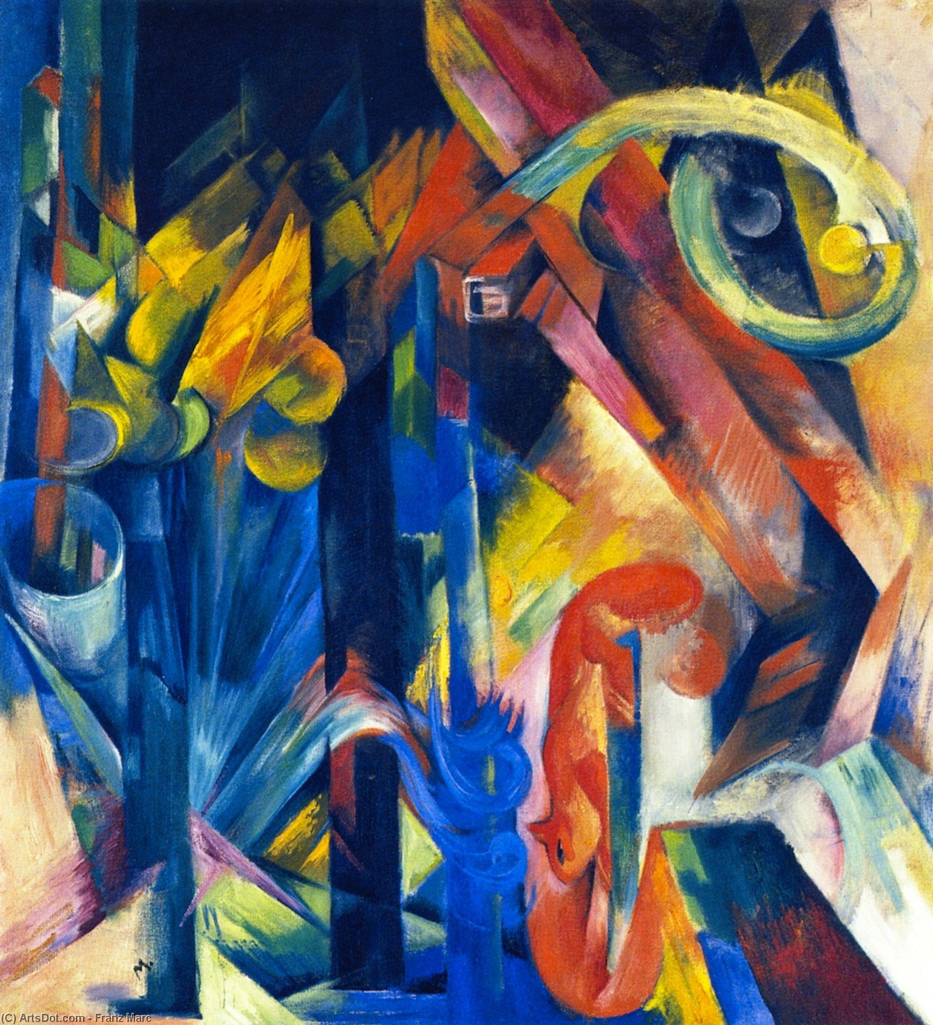 WikiOO.org - Encyclopedia of Fine Arts - Festés, Grafika Franz Marc - Wood with Squirrel (also known as Wood)
