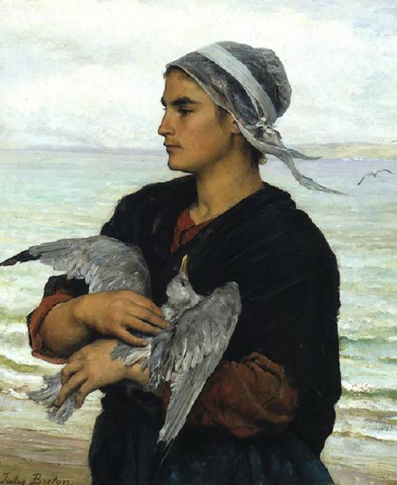 Wikioo.org - The Encyclopedia of Fine Arts - Painting, Artwork by Jules Adolphe Aimé Louis Breton - The Wounded Sea Gull