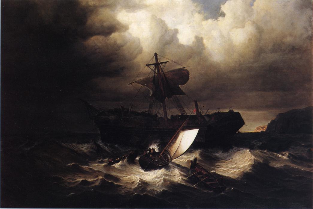 Wikioo.org - The Encyclopedia of Fine Arts - Painting, Artwork by William Bradford - Wreck of an Immigrant Ship off the Cost of New England