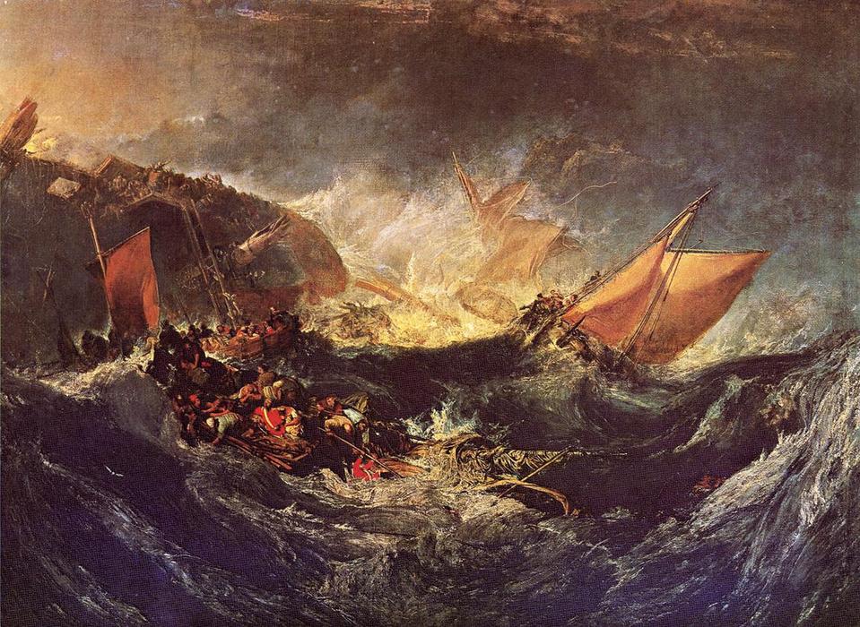 Wikioo.org - The Encyclopedia of Fine Arts - Painting, Artwork by William Turner - The Wreck of a Transport Ship