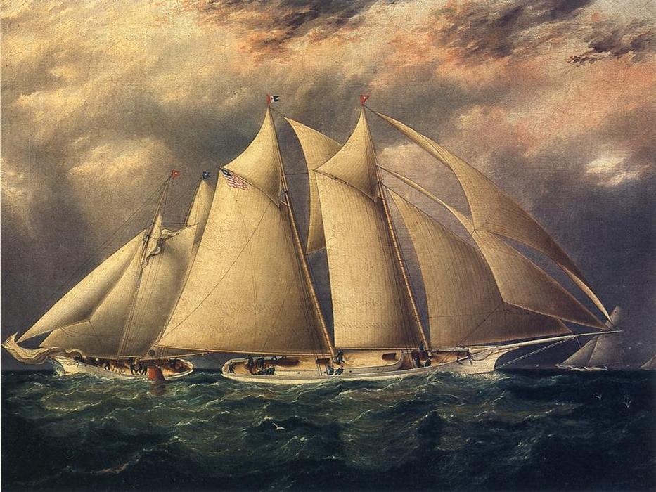 WikiOO.org - אנציקלופדיה לאמנויות יפות - ציור, יצירות אמנות James Edward Buttersworth - Yacht 'Alice' Rounding the Buoy