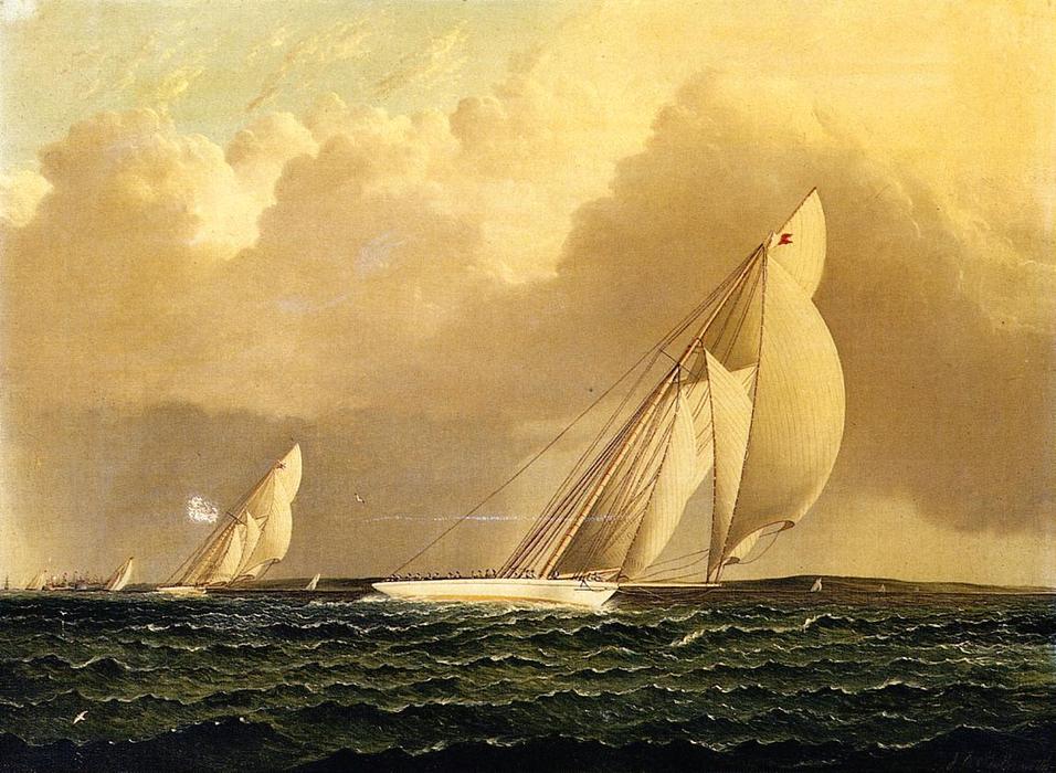 Wikioo.org - สารานุกรมวิจิตรศิลป์ - จิตรกรรม James Edward Buttersworth - Yacht Race in New York Harbor
