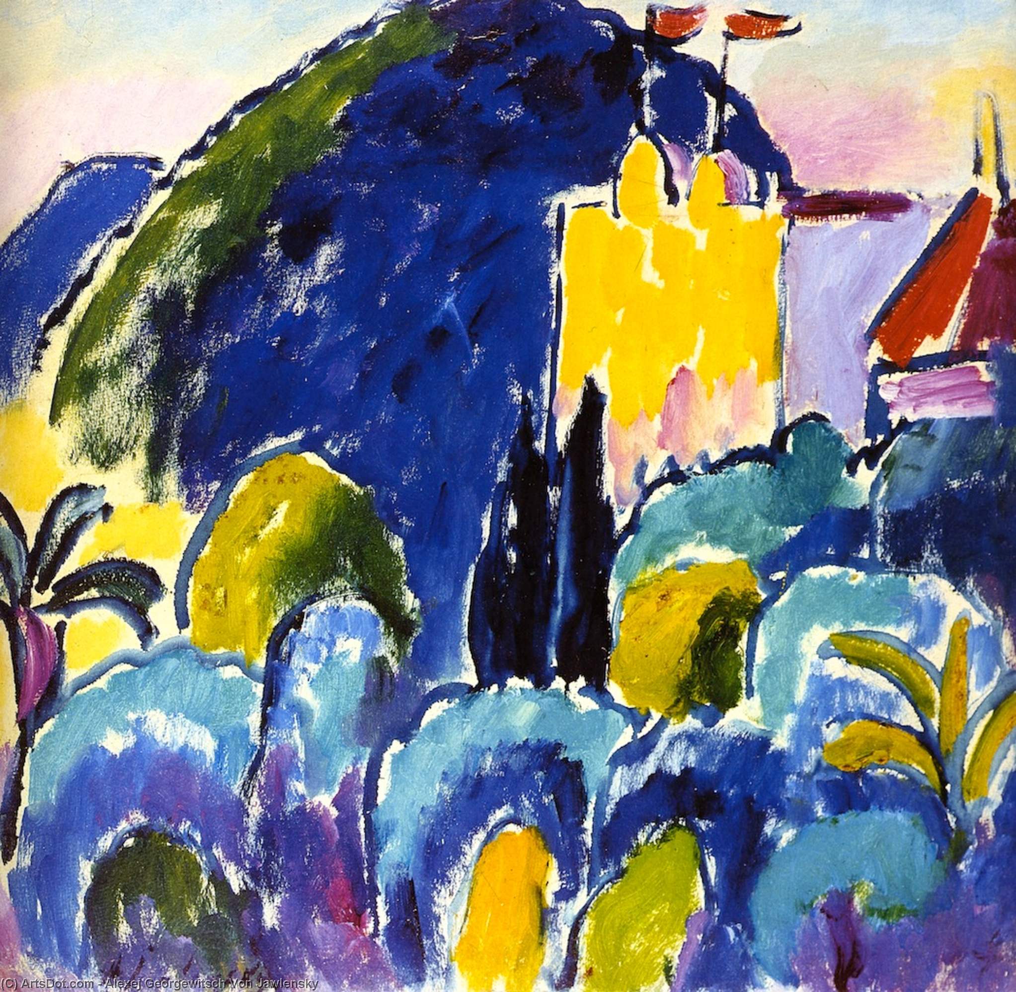 WikiOO.org - Encyclopedia of Fine Arts - Maalaus, taideteos Alexej Georgewitsch Von Jawlensky - Yellow House - Bordighera