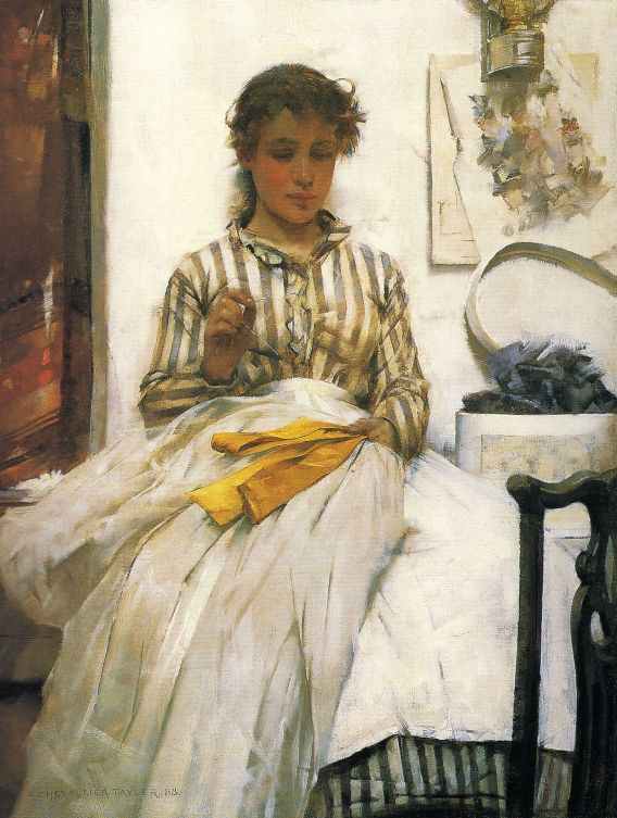 Wikioo.org - The Encyclopedia of Fine Arts - Painting, Artwork by Albert Chevallier Tayler - The Yellow Ribbon