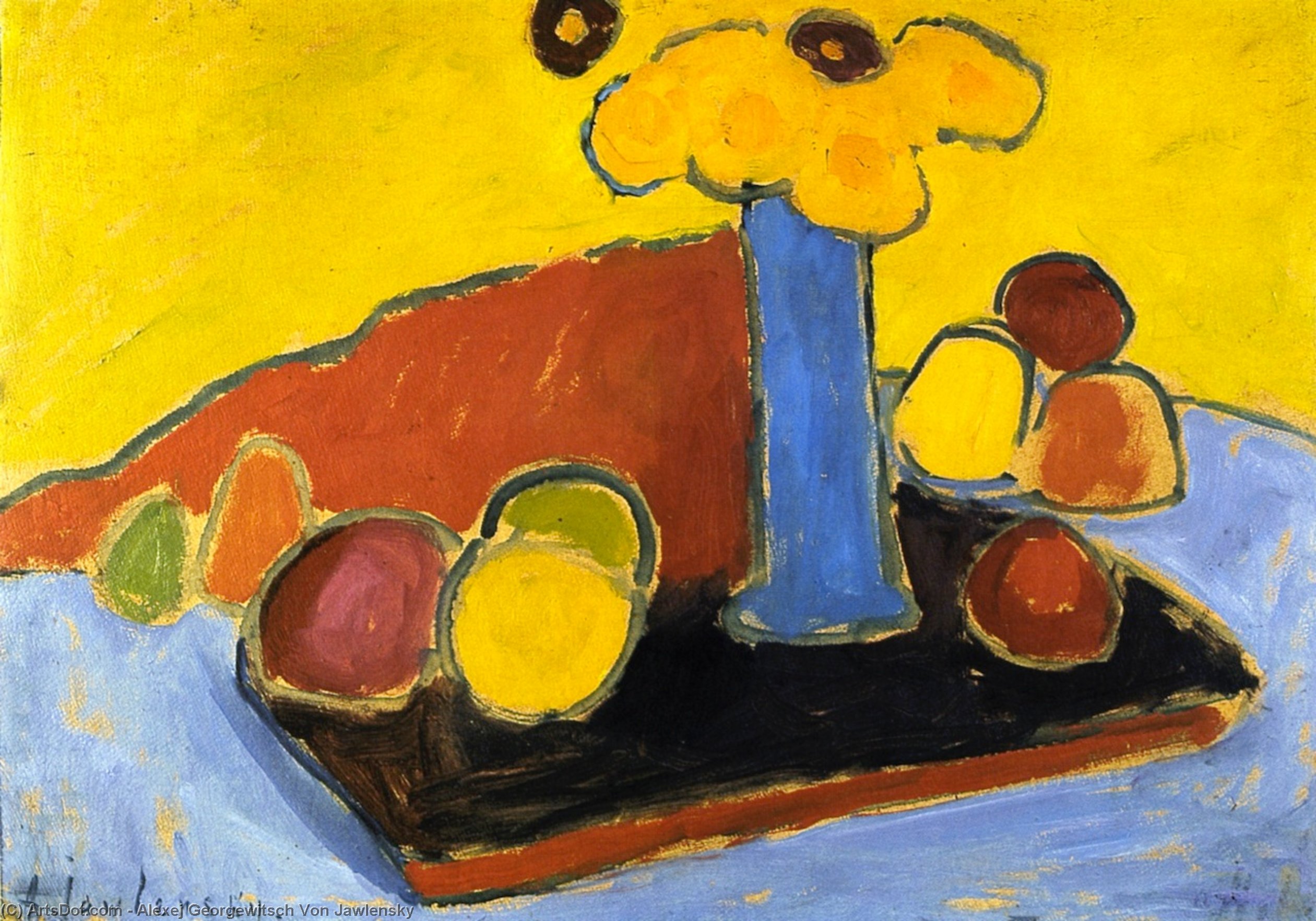 Wikioo.org - The Encyclopedia of Fine Arts - Painting, Artwork by Alexej Georgewitsch Von Jawlensky - Yellow Sound (also known as Still Life with Tray)