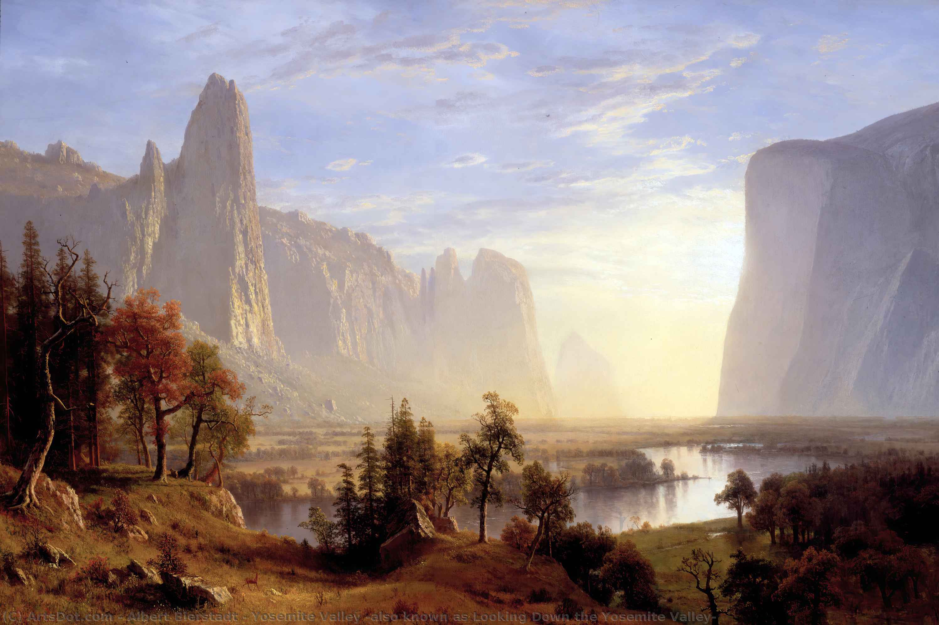 Wikioo.org - The Encyclopedia of Fine Arts - Painting, Artwork by Albert Bierstadt - Yosemite Valley (also known as Looking Down the Yosemite Valley)