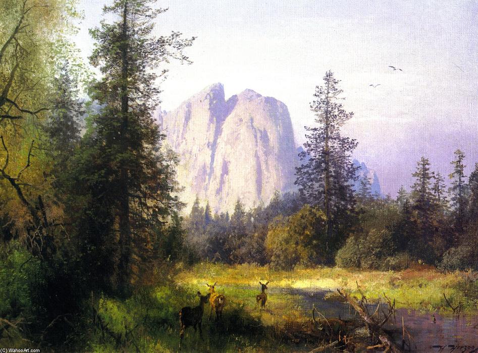 WikiOO.org - Encyclopedia of Fine Arts - Schilderen, Artwork Herman Herzog - Yosemite Valley - A Family of Deer