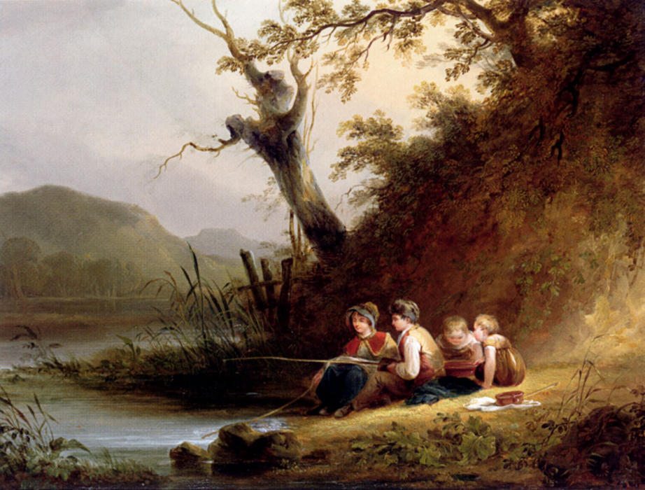 WikiOO.org - Εγκυκλοπαίδεια Καλών Τεχνών - Ζωγραφική, έργα τέχνης William Shayer Senior - The Young Anglers