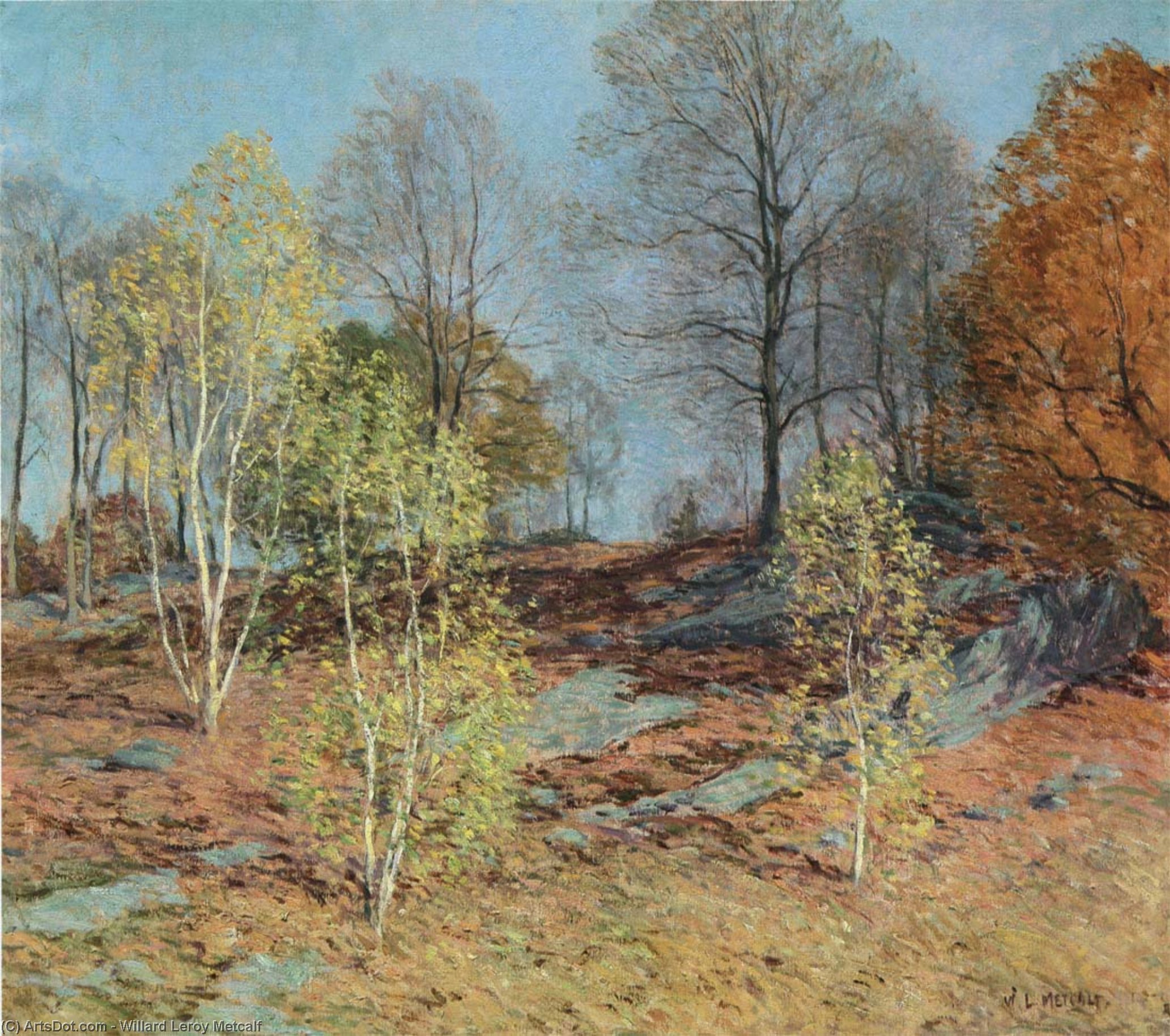 Wikioo.org - The Encyclopedia of Fine Arts - Painting, Artwork by Willard Leroy Metcalf - Young Birches in October
