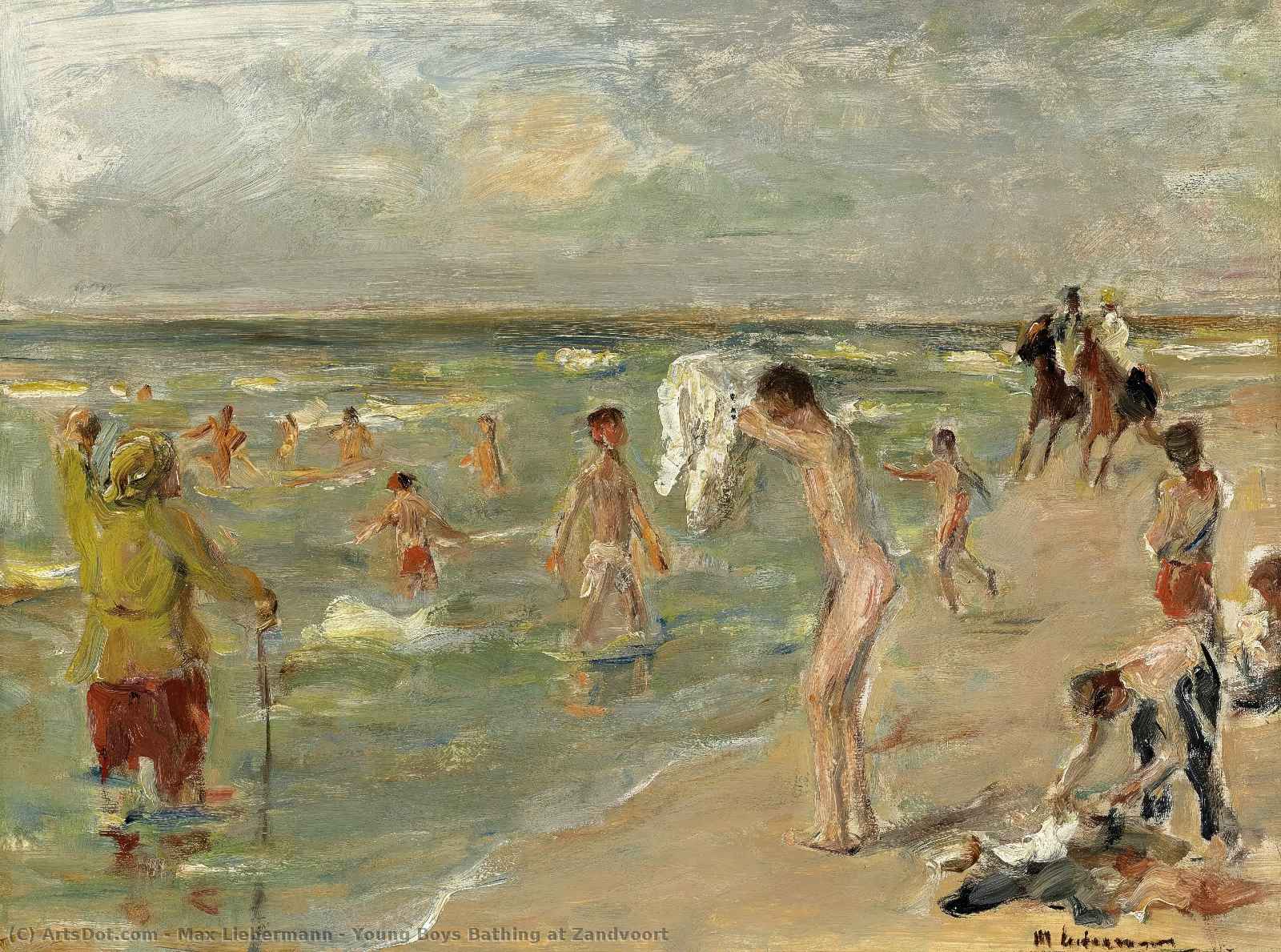 Wikioo.org - The Encyclopedia of Fine Arts - Painting, Artwork by Max Liebermann - Young Boys Bathing at Zandvoort
